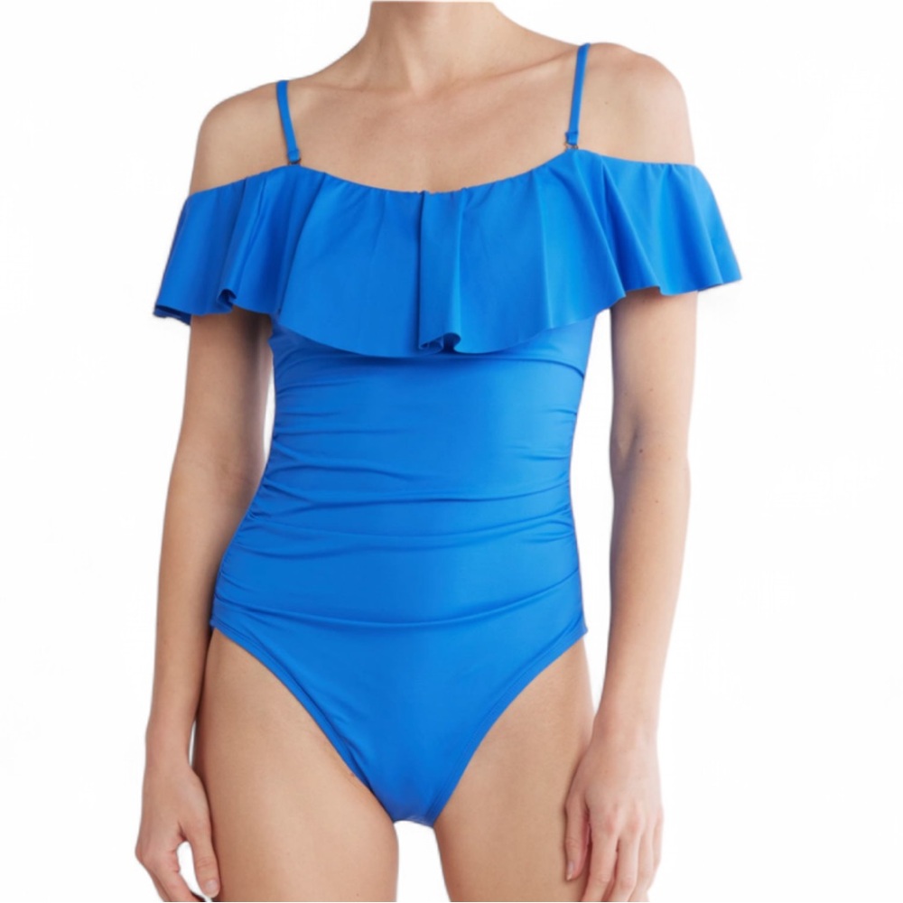 La‎ Blanca China Blue Convertible Ruffle One Piece Swimsuit
